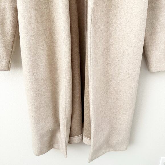ZARA | Tan Beige Overcoat Open-Front Long Line Jacket Coat Trench Length | Large - Picture 4 of 10